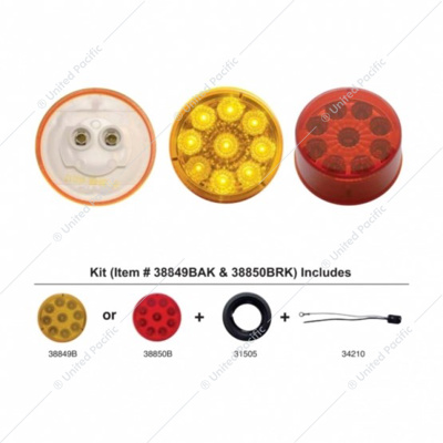 9 LED 2" Round Reflector Light Kit (Clearance/Marker) - Amber LED/Amber Lens