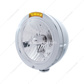 Stainless Steel Bullet Classic Headlight Crystal H4 Bulb & LED Turn Signal - Amber Lens