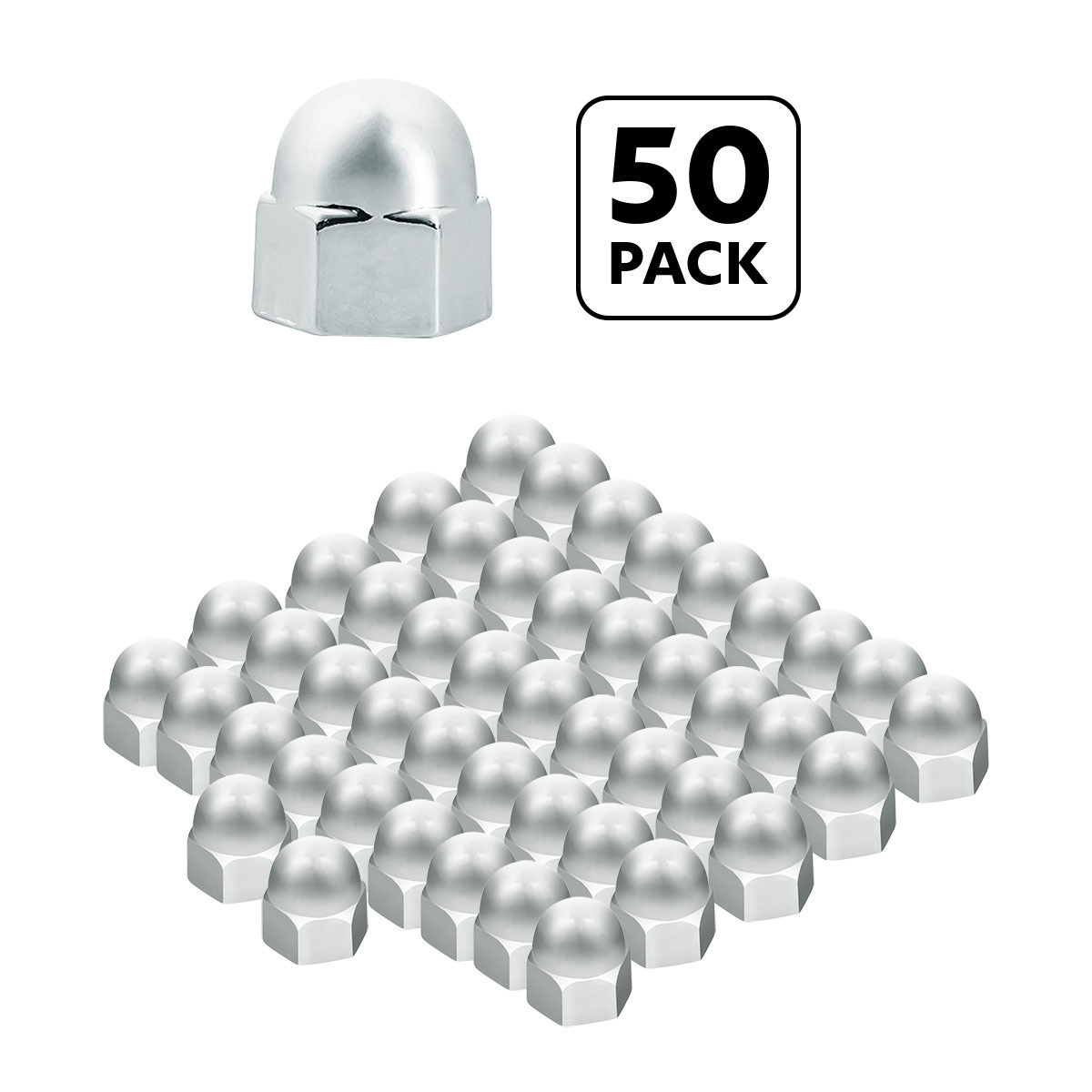 3/8" X 5/8" Chrome Die-Cast Acorn Nut Cover (50 pcs/Bag)
