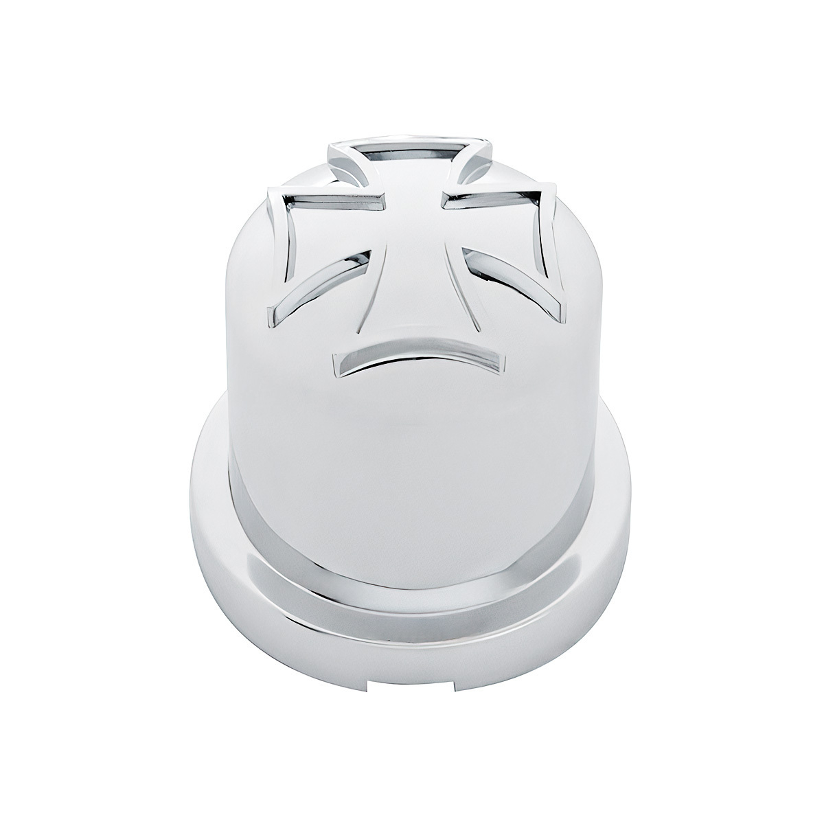 1/2" X 1" Chrome Plastic Iron Cross Nut Cover, Push-On Style (10-Pack)