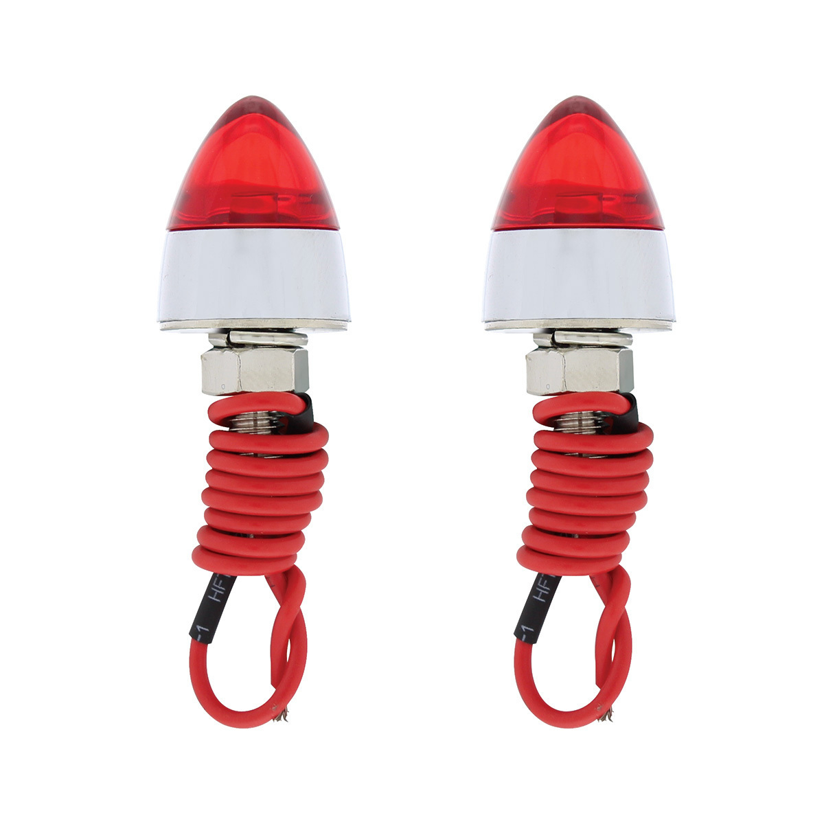 LED Bullet License Plate Fastener - Red (2-Pack)