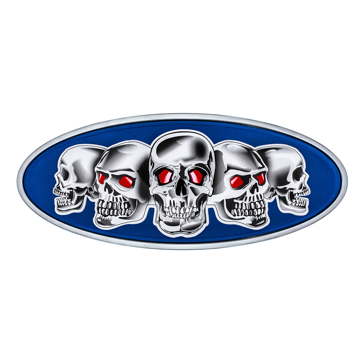 Chrome Die Cast Skull Emblem - Blue