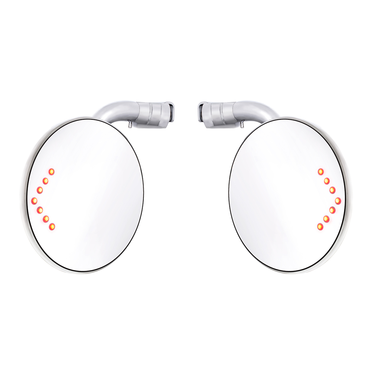 4" Curved Arm Peep Mirror Bundle With Convex Mirror Glass & LED Turn Signal (Pair)