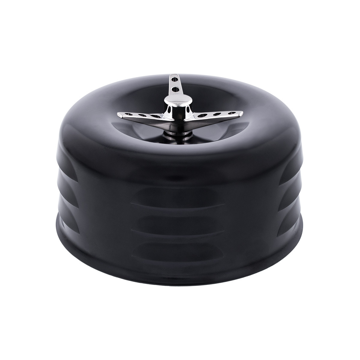 4" Round Louvered Air Cleaner With 3-Wing Screw For Carburetors With 2-5/8" Neck-Black