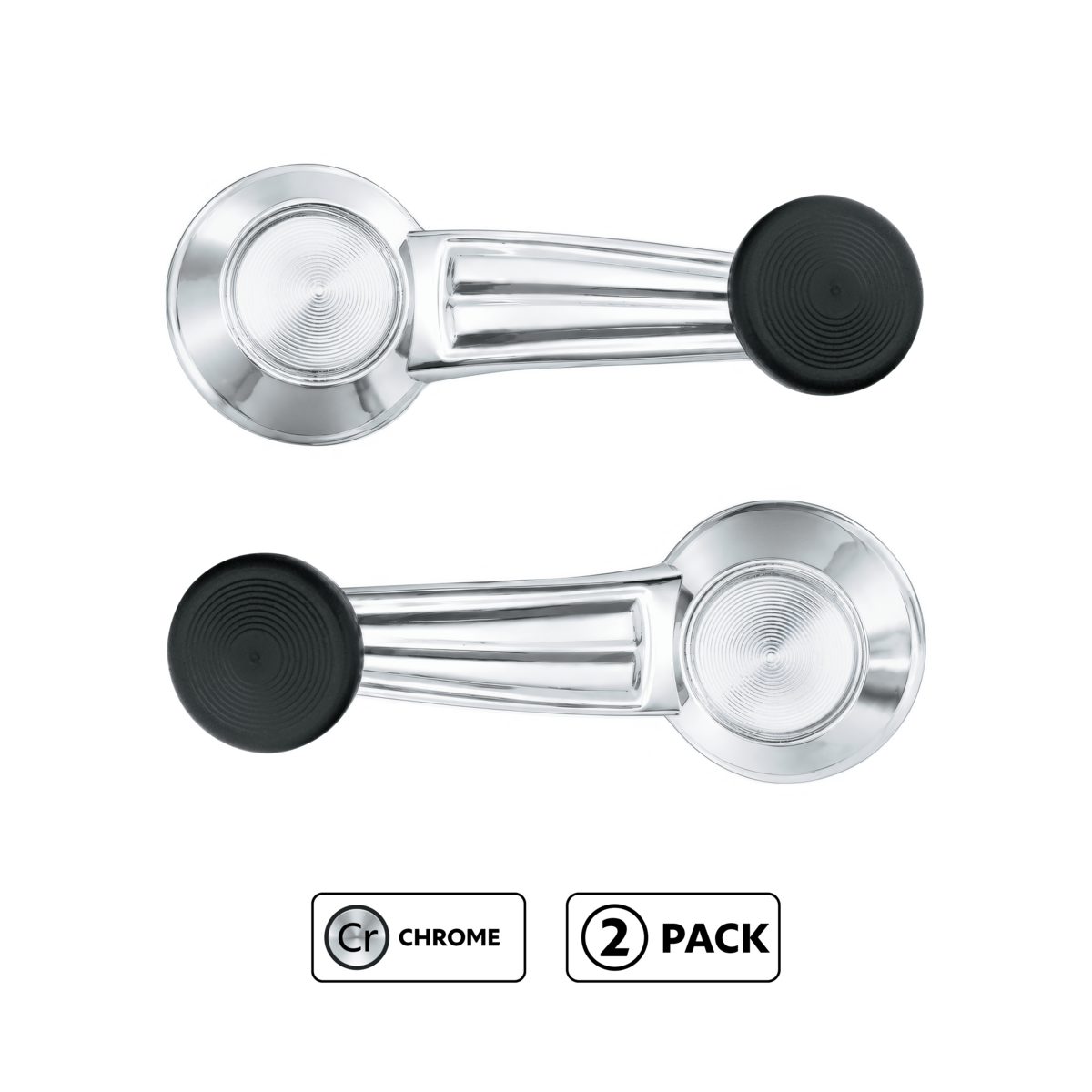 Chrome Interior Window Crank With Black Knob For 1967-1972 Chevrolet Passenger Car/Truck (Pair)