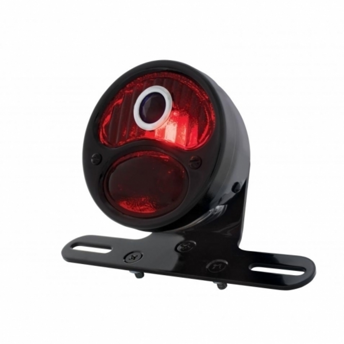DUO Lamp Motorcycle Rear Fender Tail Light With Red Glass Lens & Blue Dot
