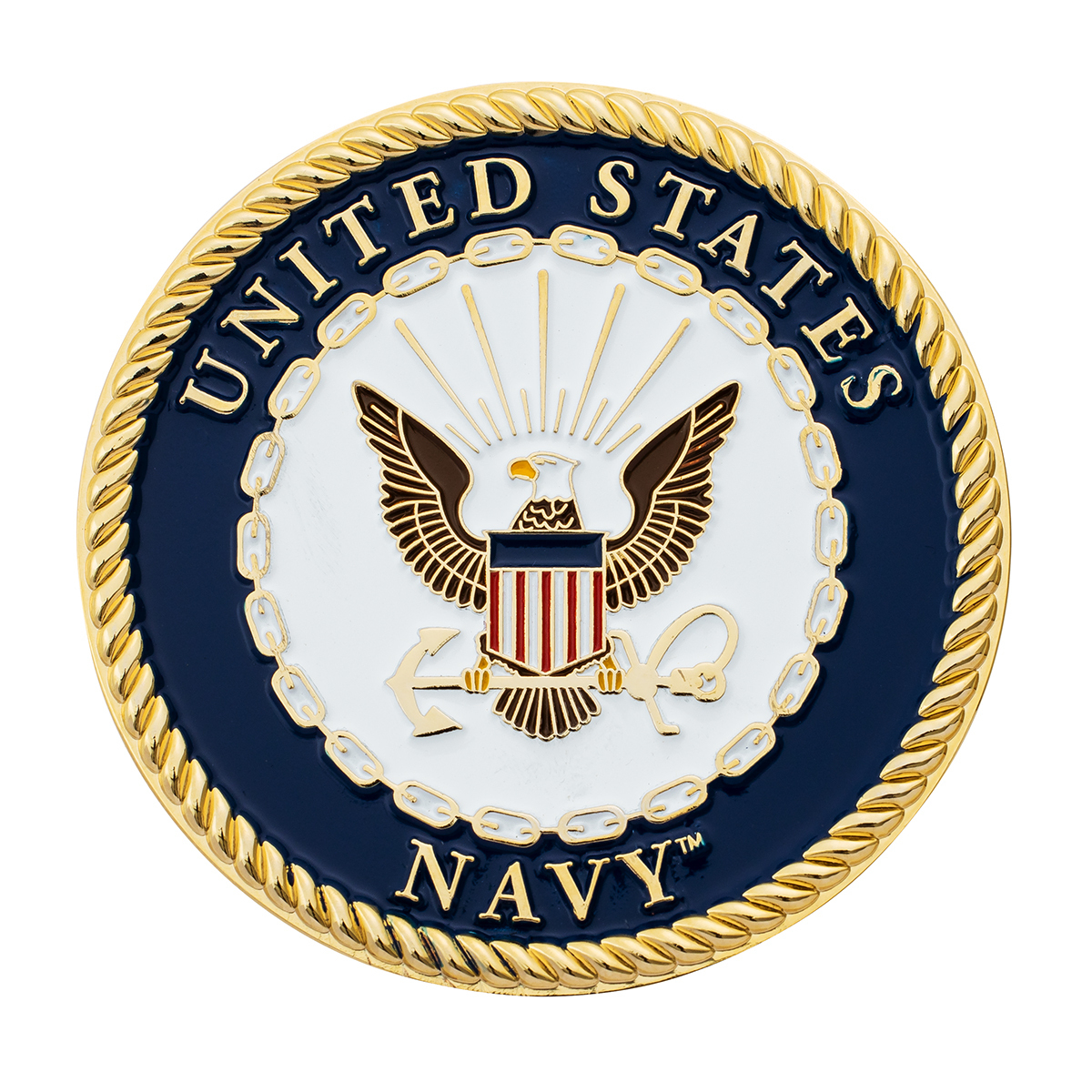 1-3/4" U.S. Military Adhesive Metal Medallion - Navy