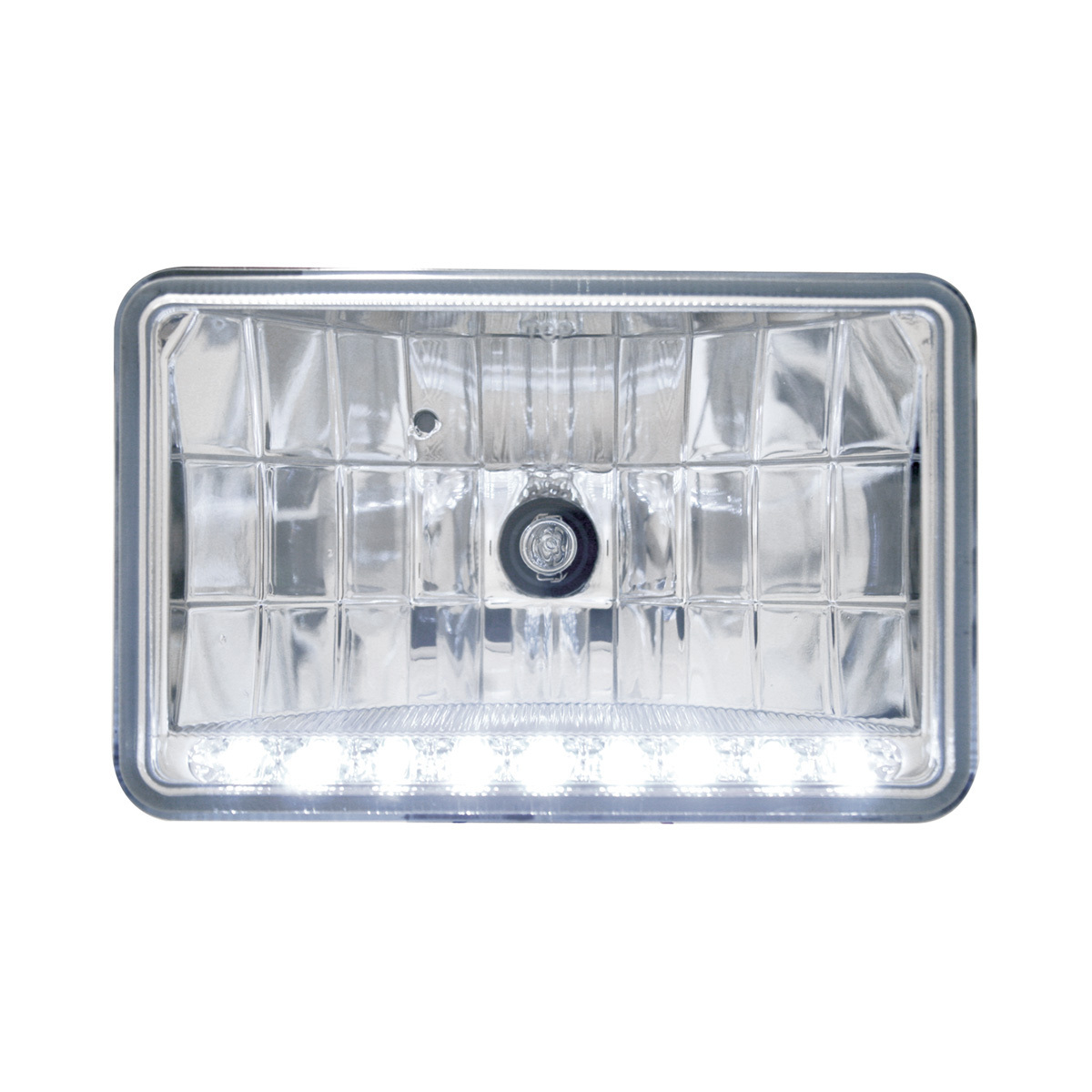 4" X 6" Crystal Headlight With 9 White LED Position Light - High Beam