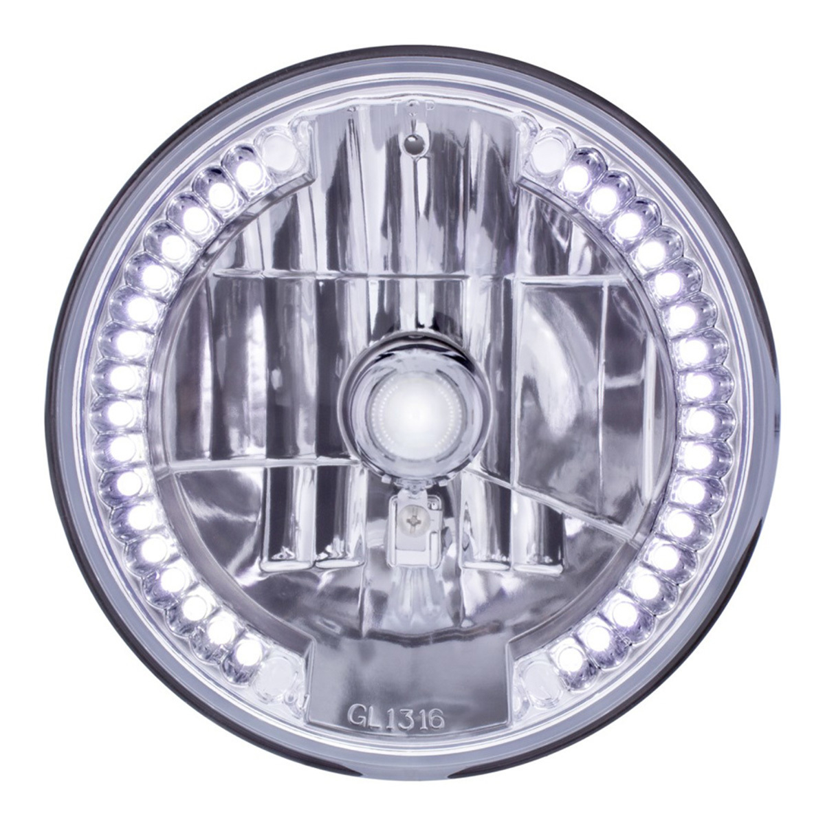 7" Crystal Headlight With 34 White LED Position Light