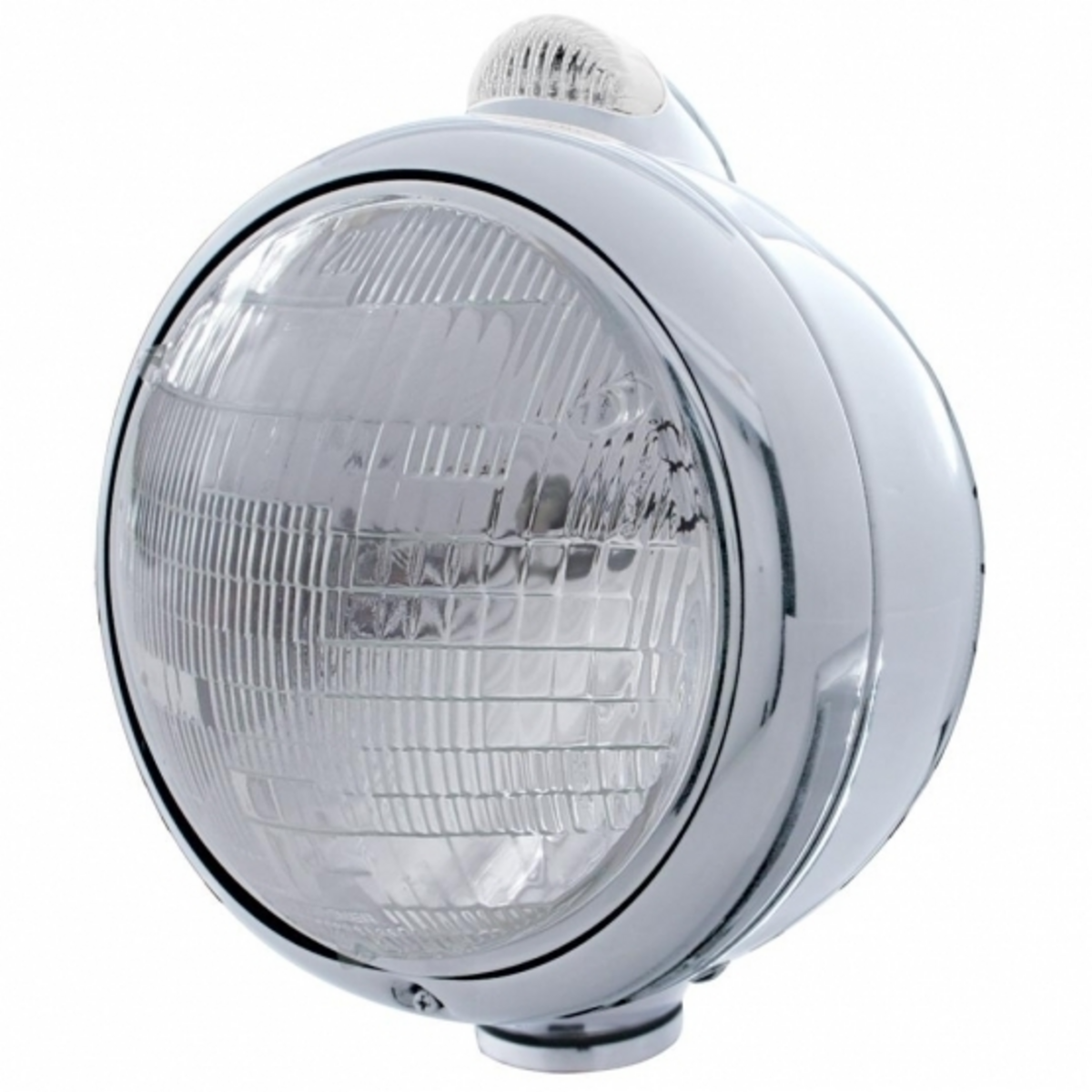 Chrome Guide 682-C Style Headlight 6014 & LED Turn Signal - Clear Lens