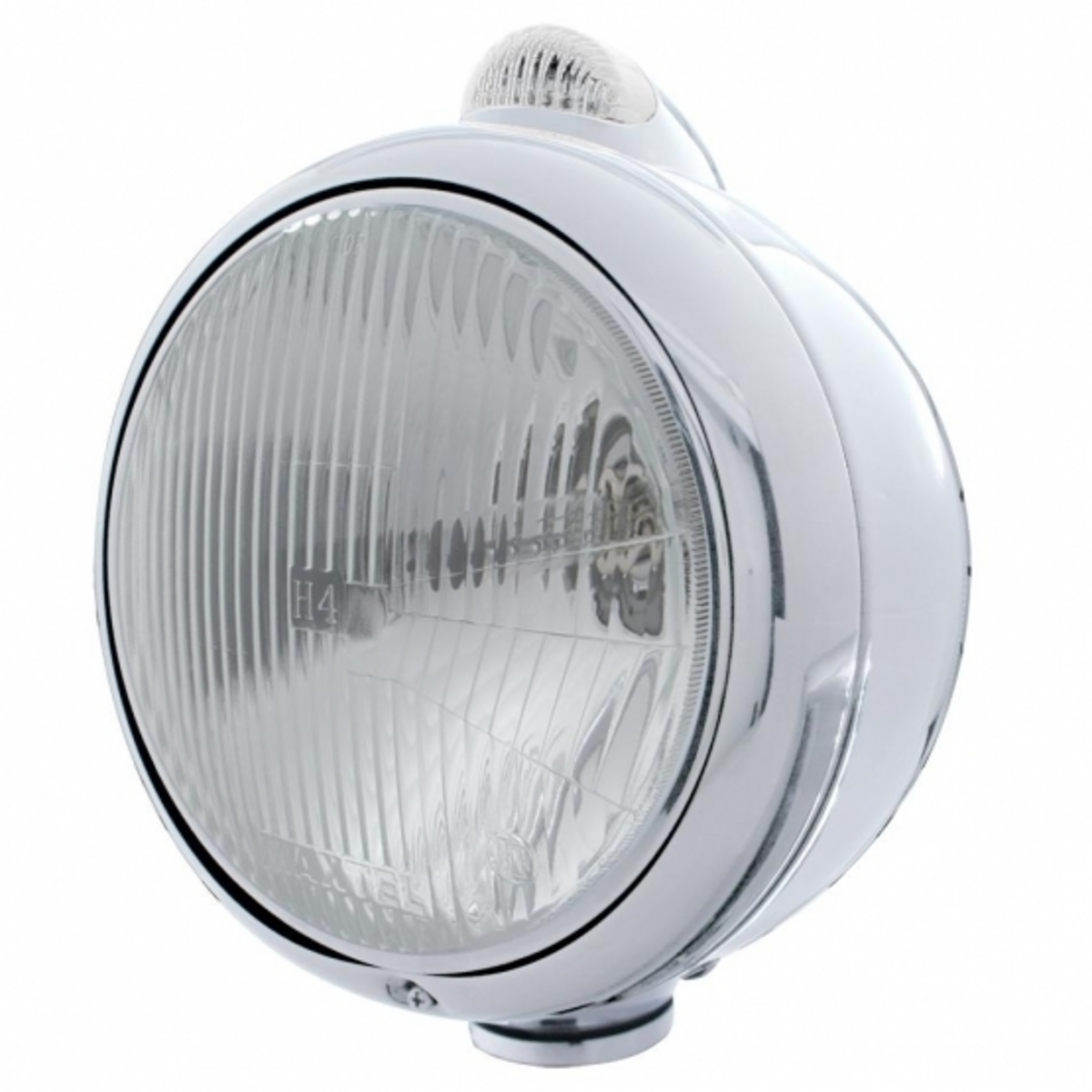 Chrome Guide 682-C Style Headlight H4 & LED Turn Signal - Clear Lens