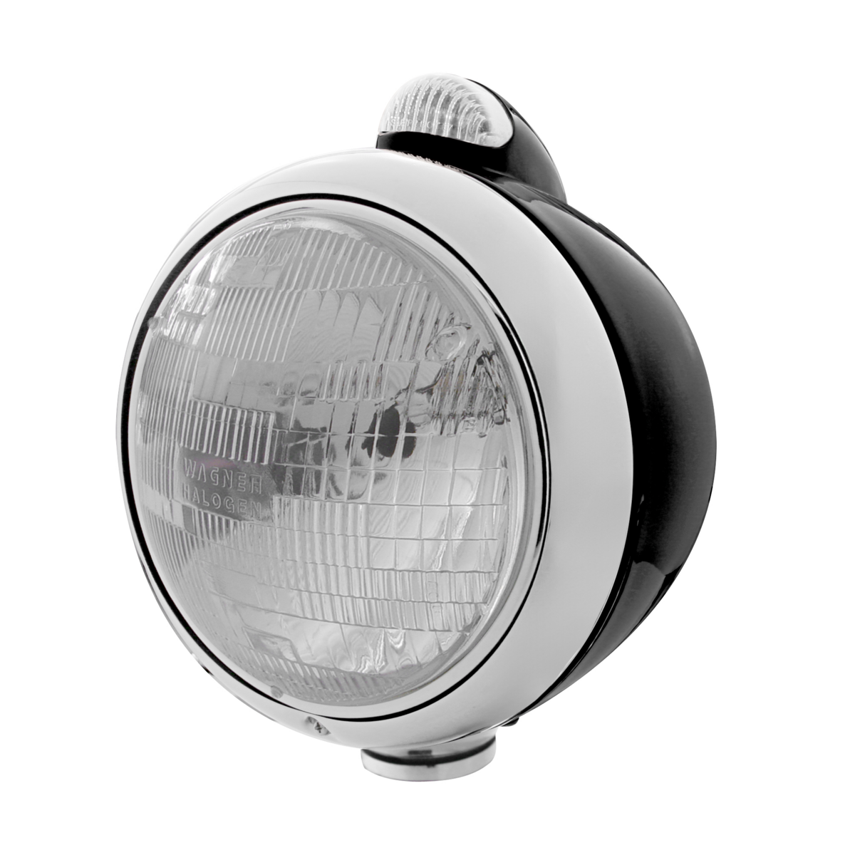 Black Guide 682-C Style Headlight H6024 & LED Turn Signal - Clear Lens