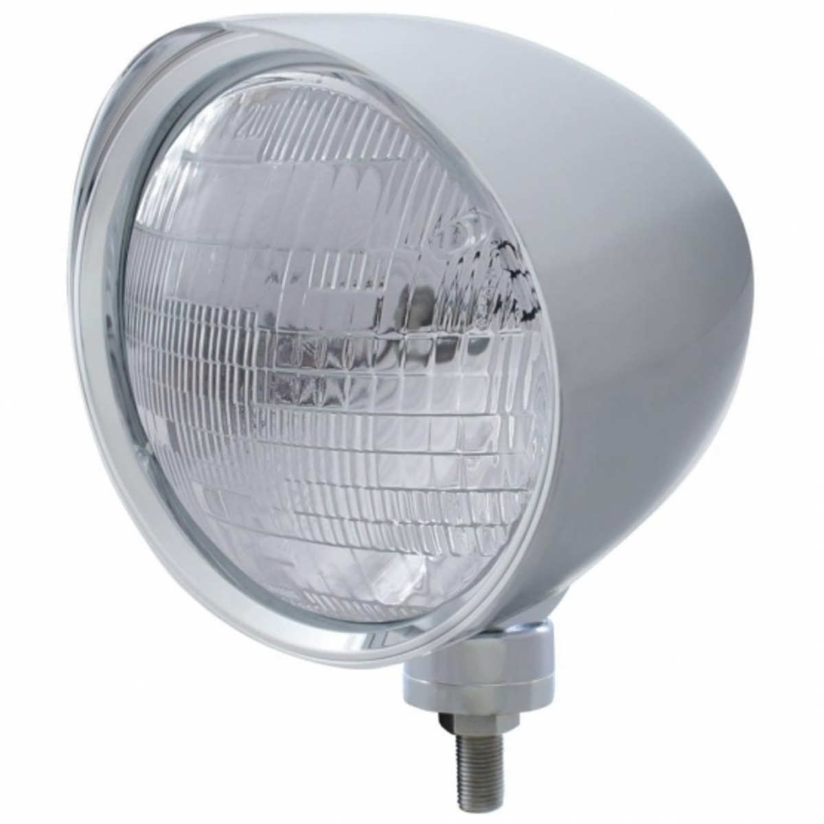 Chrome "Chopper" Headlight With Smooth Visor 6014 Bulb