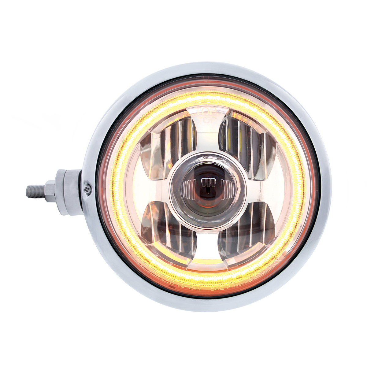 Chrome Guide 682-C Style Headlight Assembly W/LED Headlight & Dual Color Position Light - L/H (Horiz