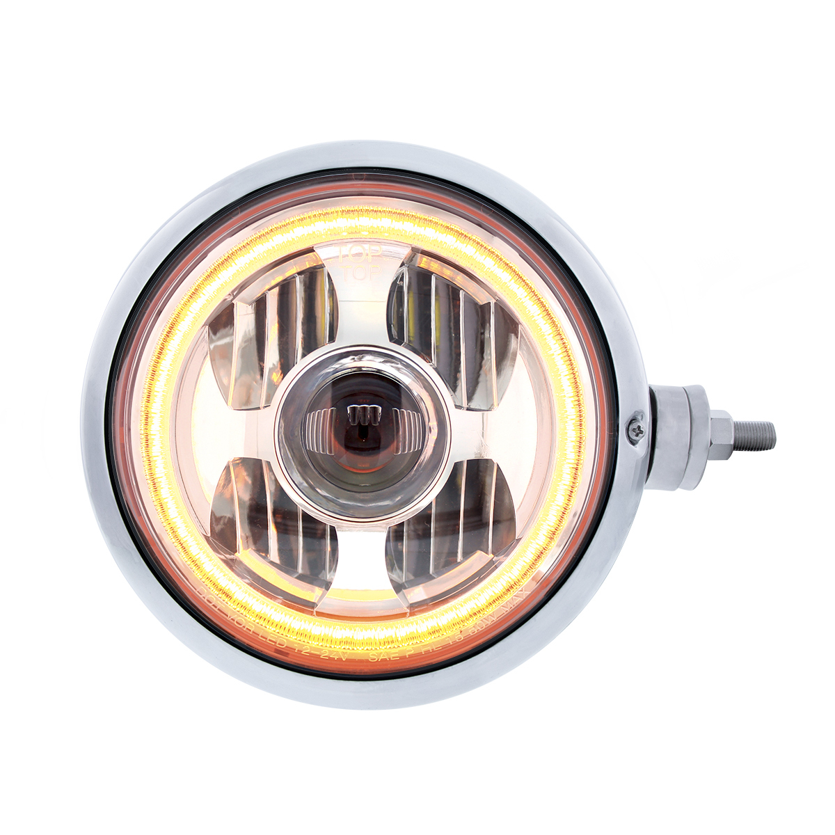 Chrome Guide 682-C Style Headlight Assembly W/LED Headlight & Dual Color Position Light - R/H (Horiz