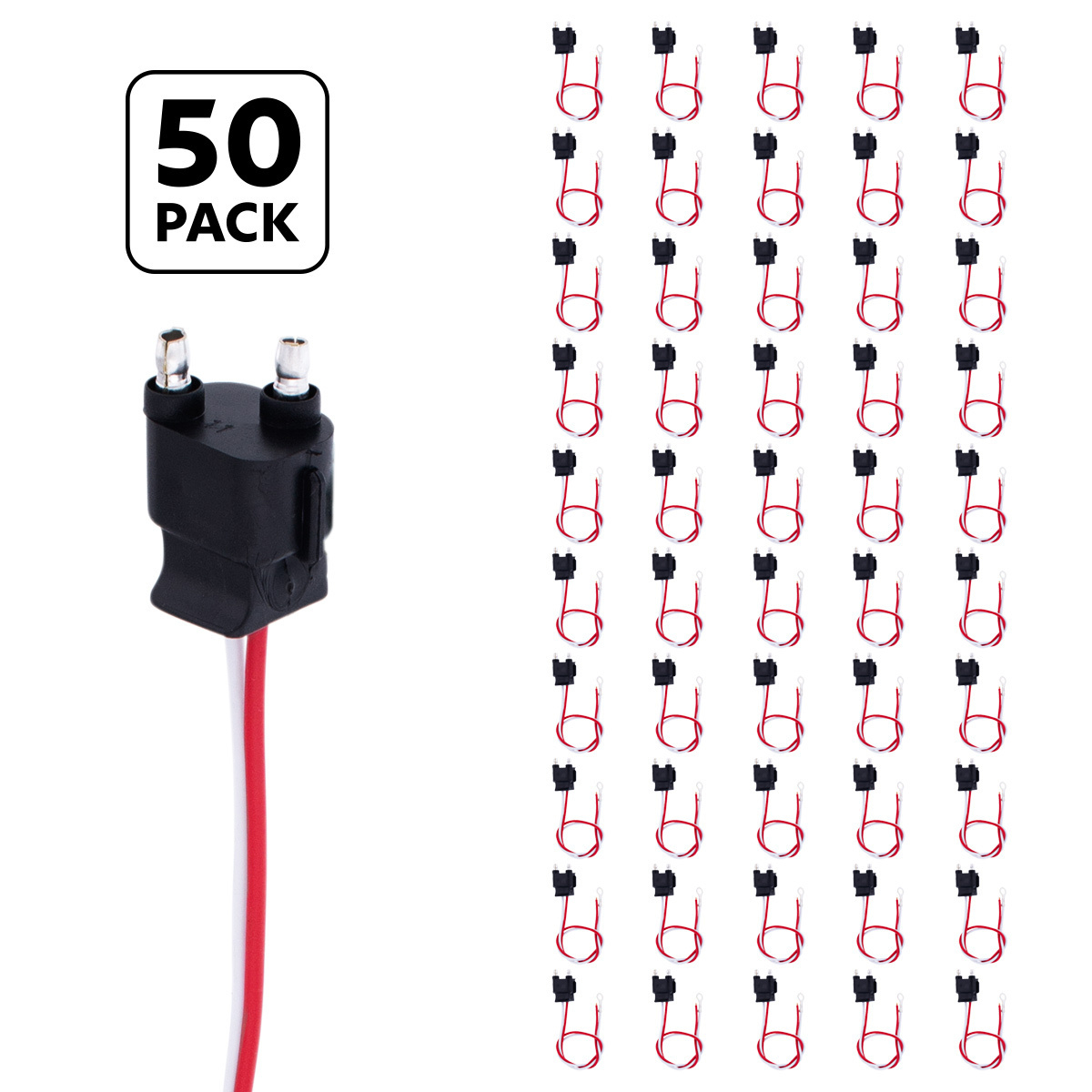 2 Wire Pigtail With 2 Prong Straight Plug - 12" Lead (50-Pack)