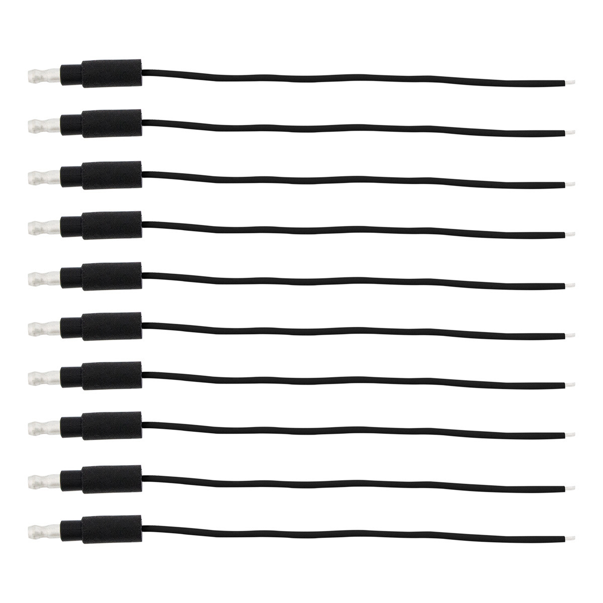 6" Single Lead Wire With .180 Bullet Termination & Stripped End - Black (10 Pcs)