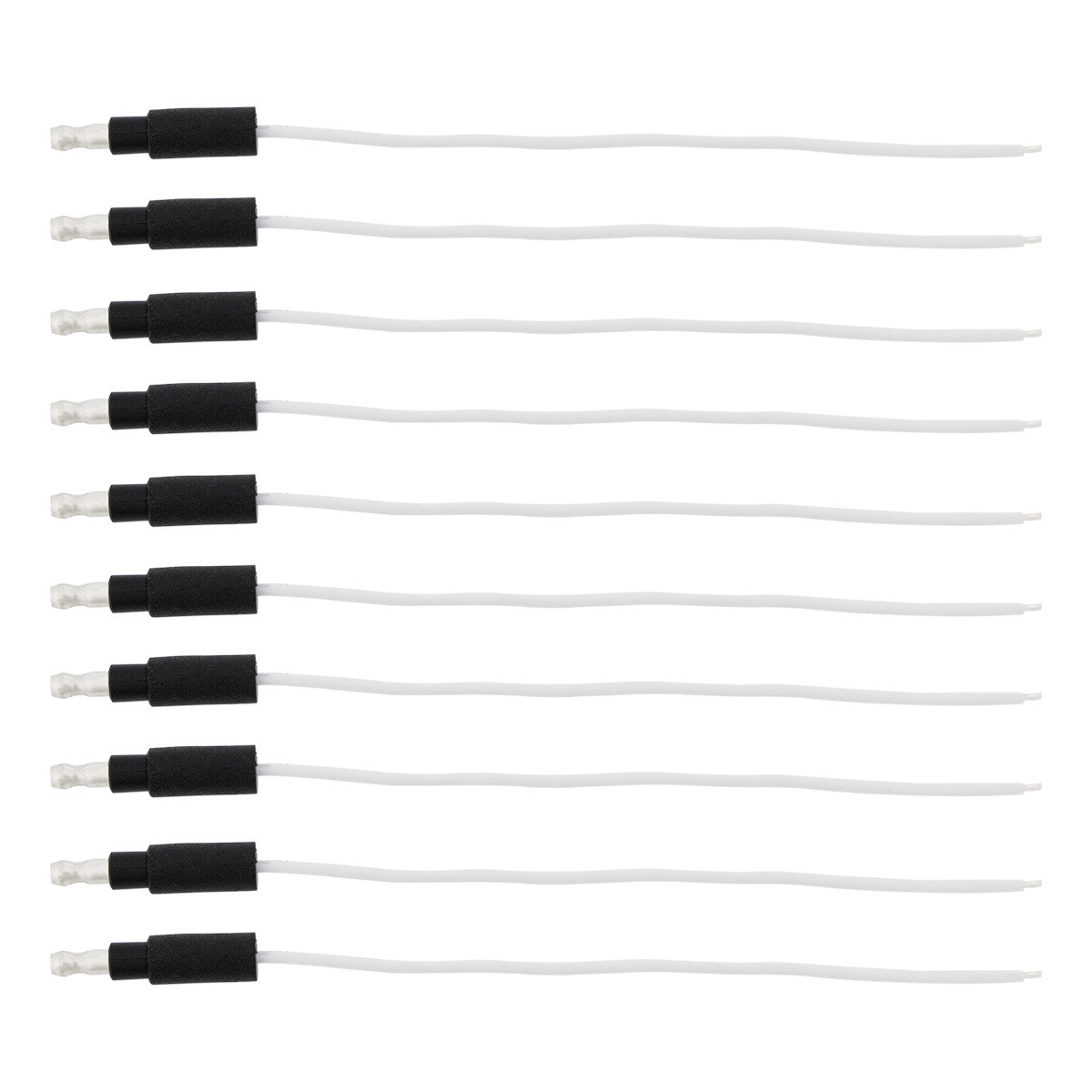 6" Single Lead Wire With .180 Bullet Termination & Stripped End - White (10 Pcs)