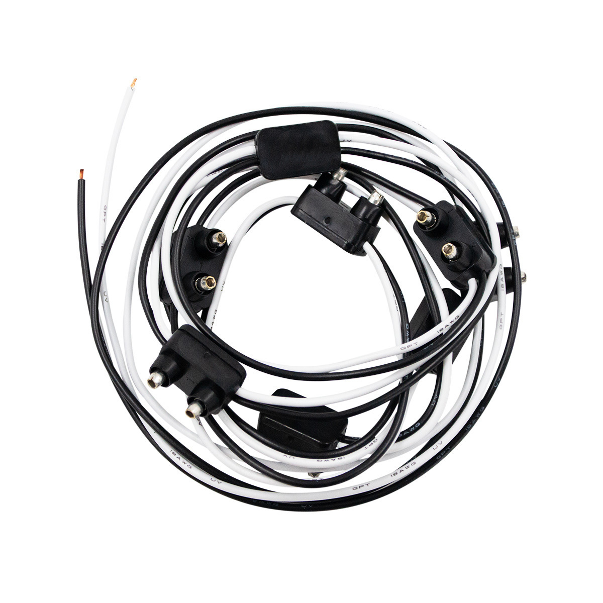 8 Count 2-Prong Male Bullet Plugs 16G Wire Harness - 7" Lead Between Plugs (Bulk)