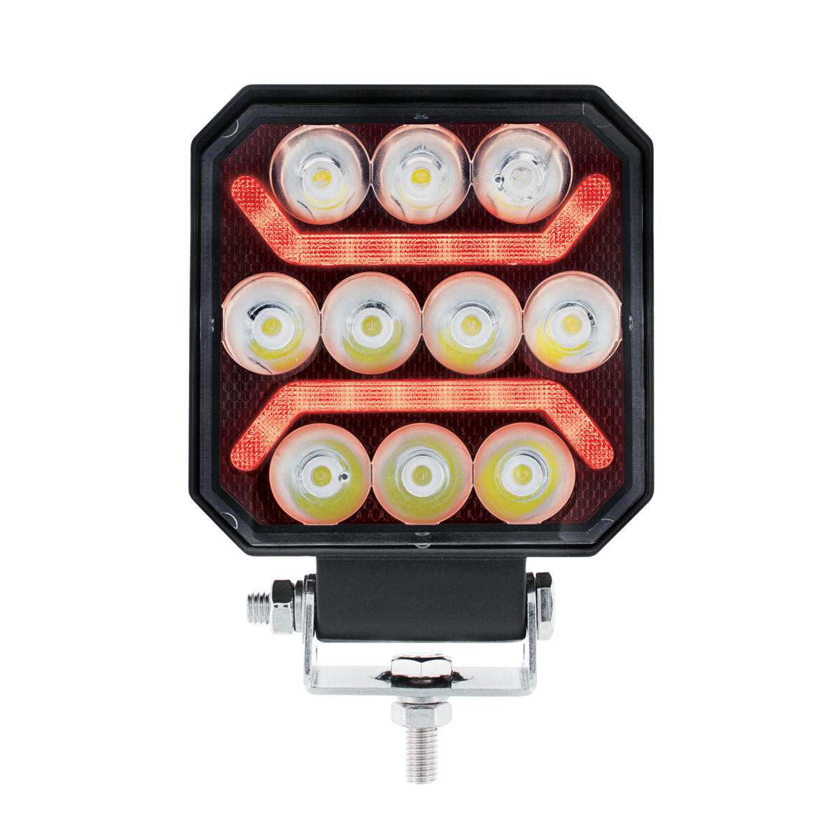 11 LED High Power LED Work Light With "U" Light Guide-Red