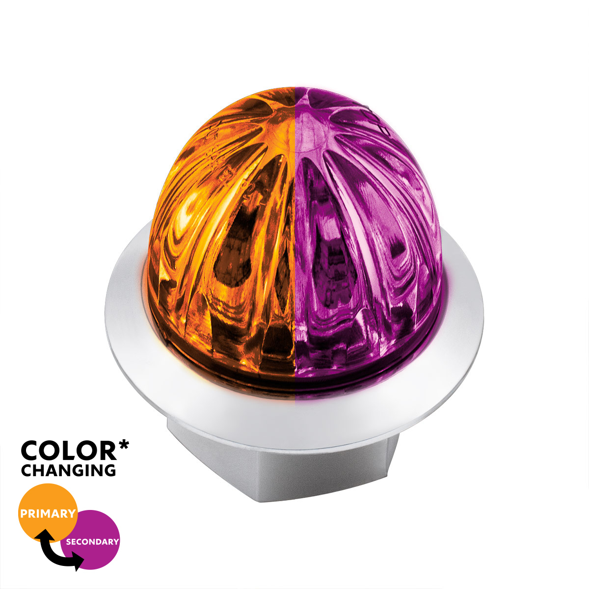 4 LED 1-1/8" Watermelon Double Fury Light With Clear Lens (Clearance/Marker) - Amber & Purple LED