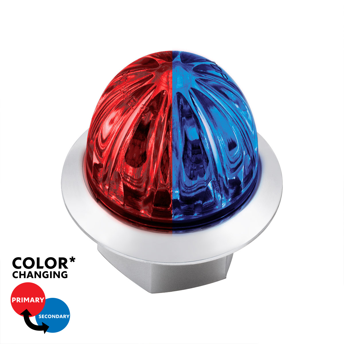 4 LED 1-1/8" Watermelon Double Fury Light With Clear Lens (Clearance/Marker) - Red & Blue LED