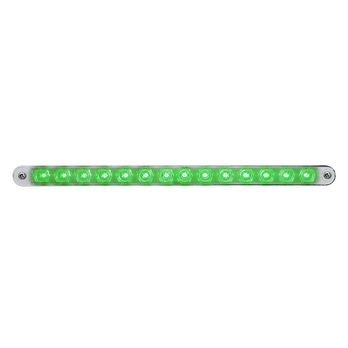 14 LED 12" Auxiliary strip Light With Bezel - Green LED/Clear Lens