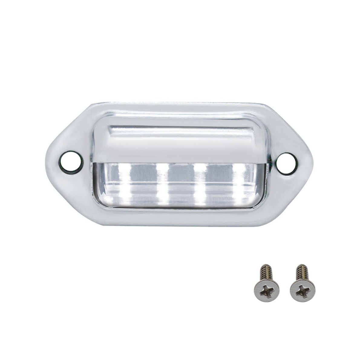 4 White LED Chrome License Plate Light/Utility Light