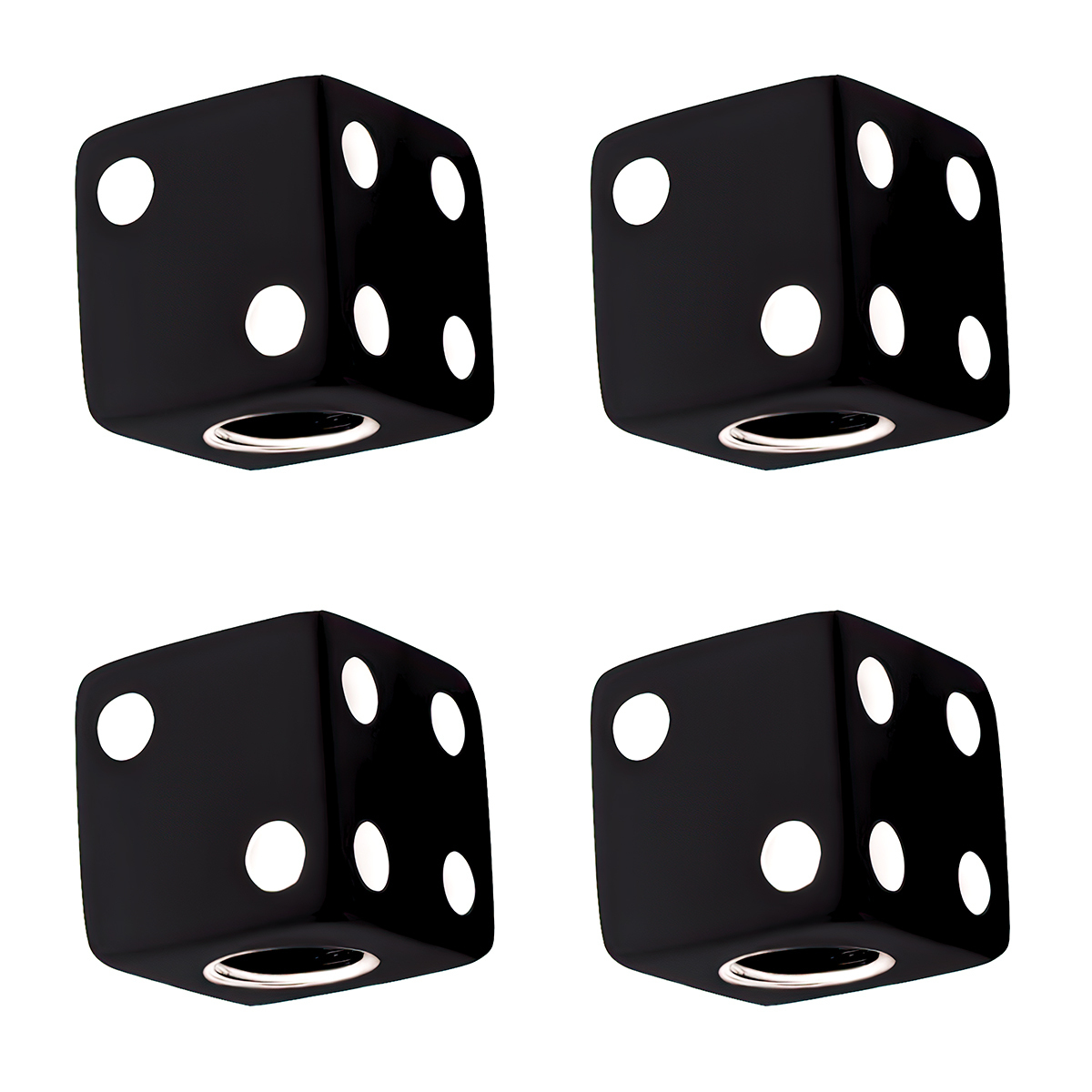 Black Dice Valve Caps With White Dots (Set of 4)