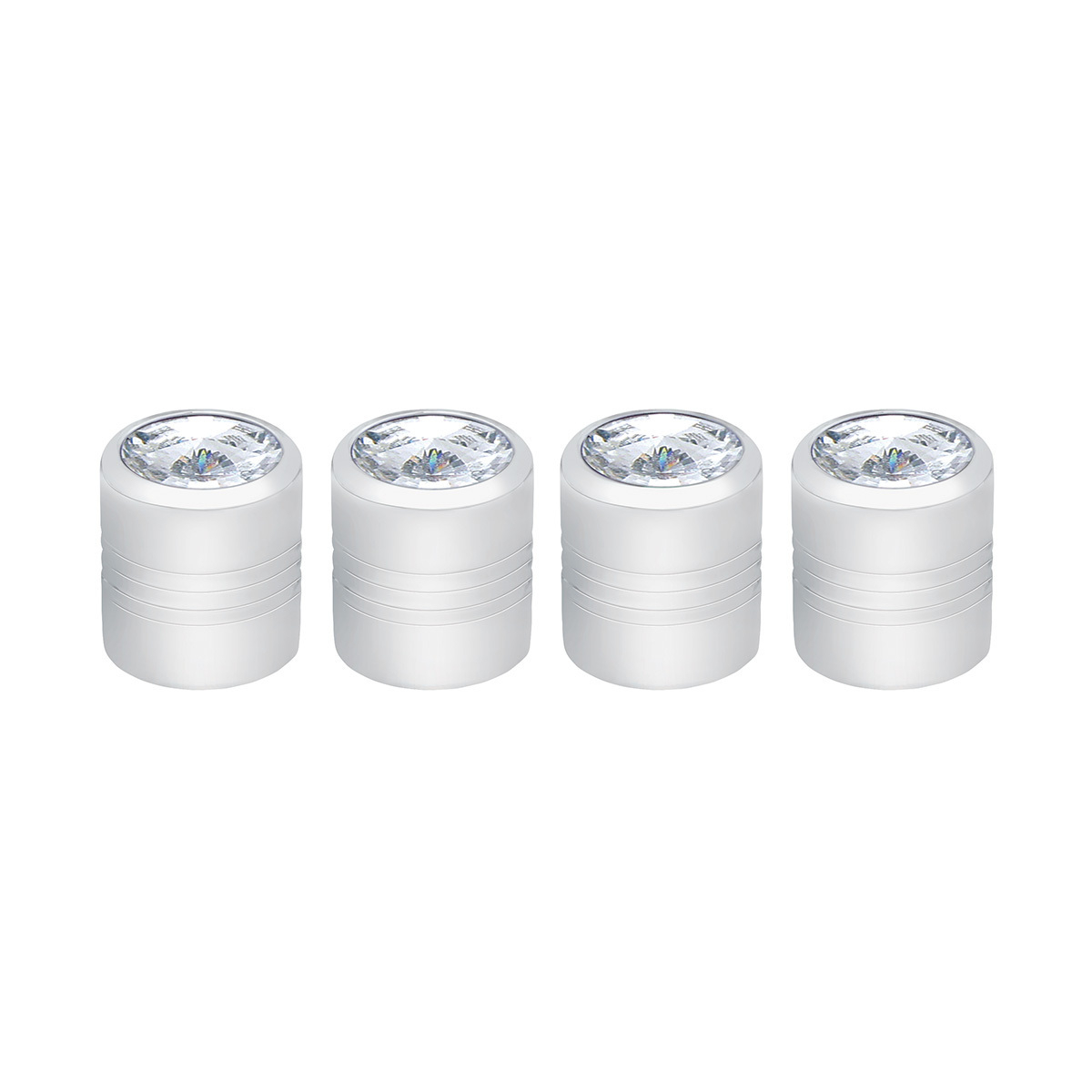 Chrome Round Valve Caps With Clear Crystal (4-Pack)