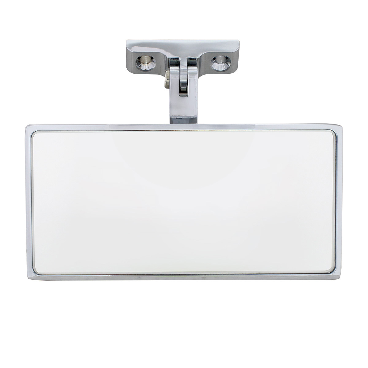 Rectangular Chrome Plated Aluminum Interior Rear View Mirror With Screw-On Mount