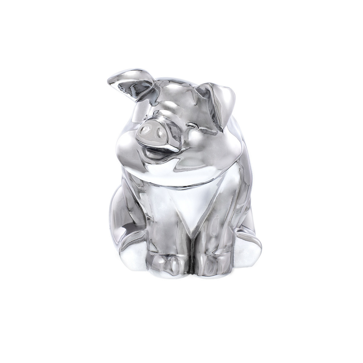 Die-Cast Sitting Pig Hood Ornament - Chrome