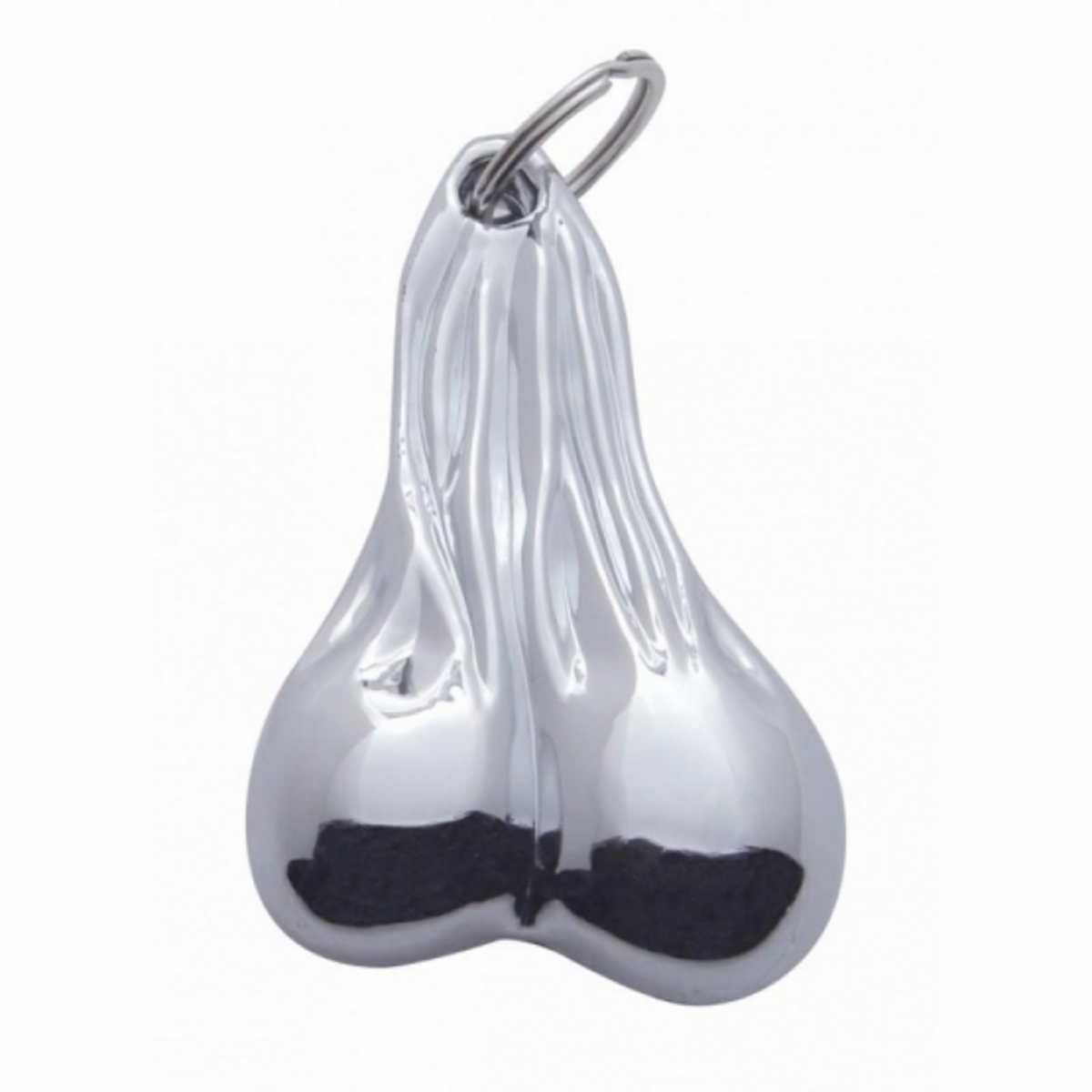 4-1/2" Medium Low-Hanging Balls Novelty Keychain - Chrome