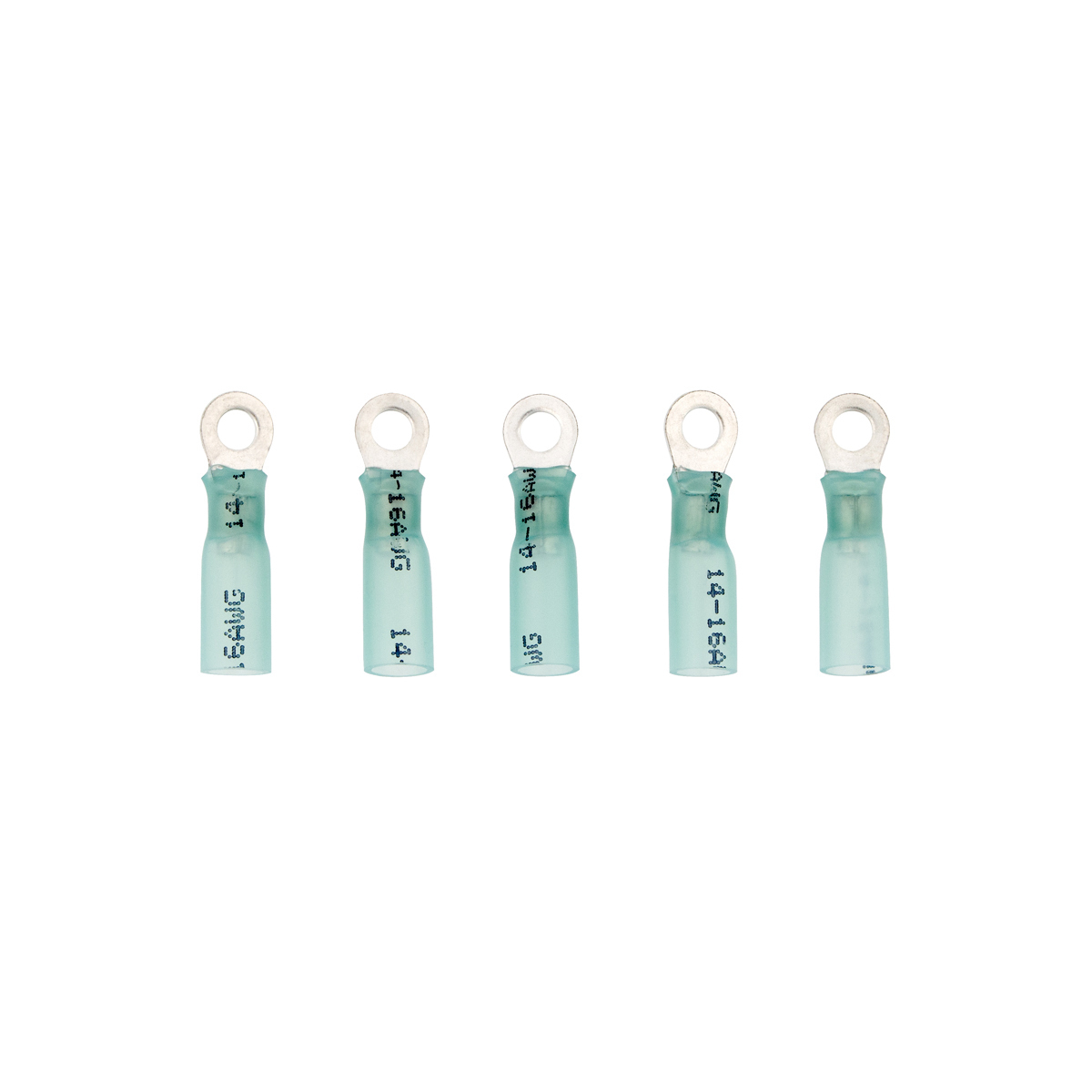 16-14 AWG #8 Stud CS Heat Shrink Ring Terminal - Blue (5-Pack)
