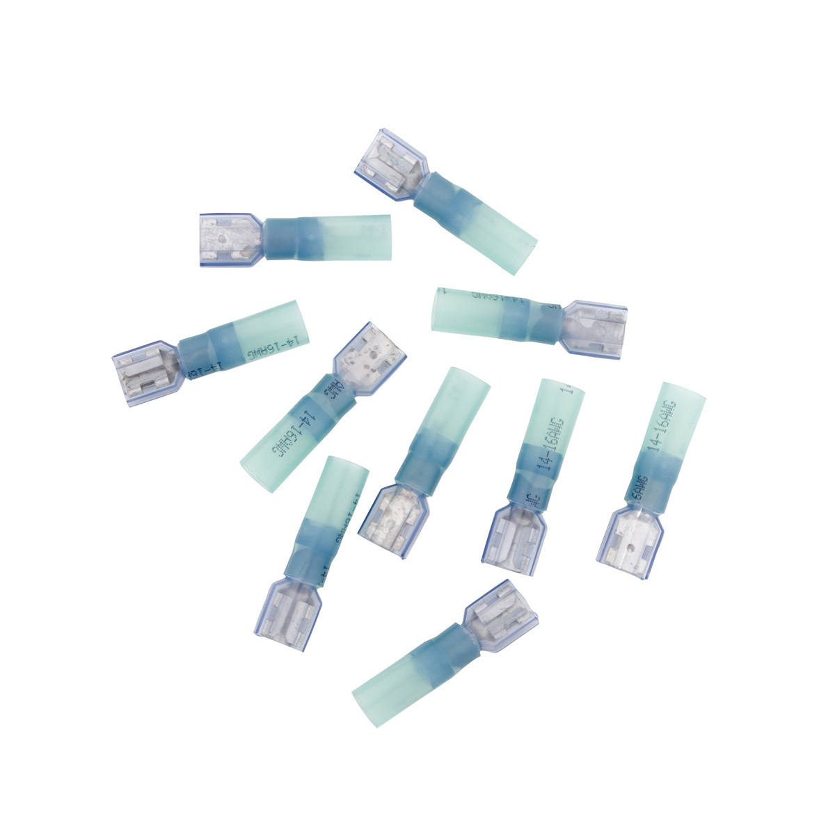 16-14 AWG .250 Tab CS Fully Insulated Heat Shrink FM Disconnect - Blue (10-Pack)