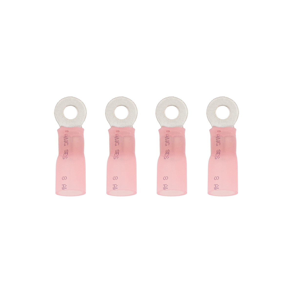 8 AWG #10 Stud CS Heat Shrink Ring Terminal - Pink (4-Pack)