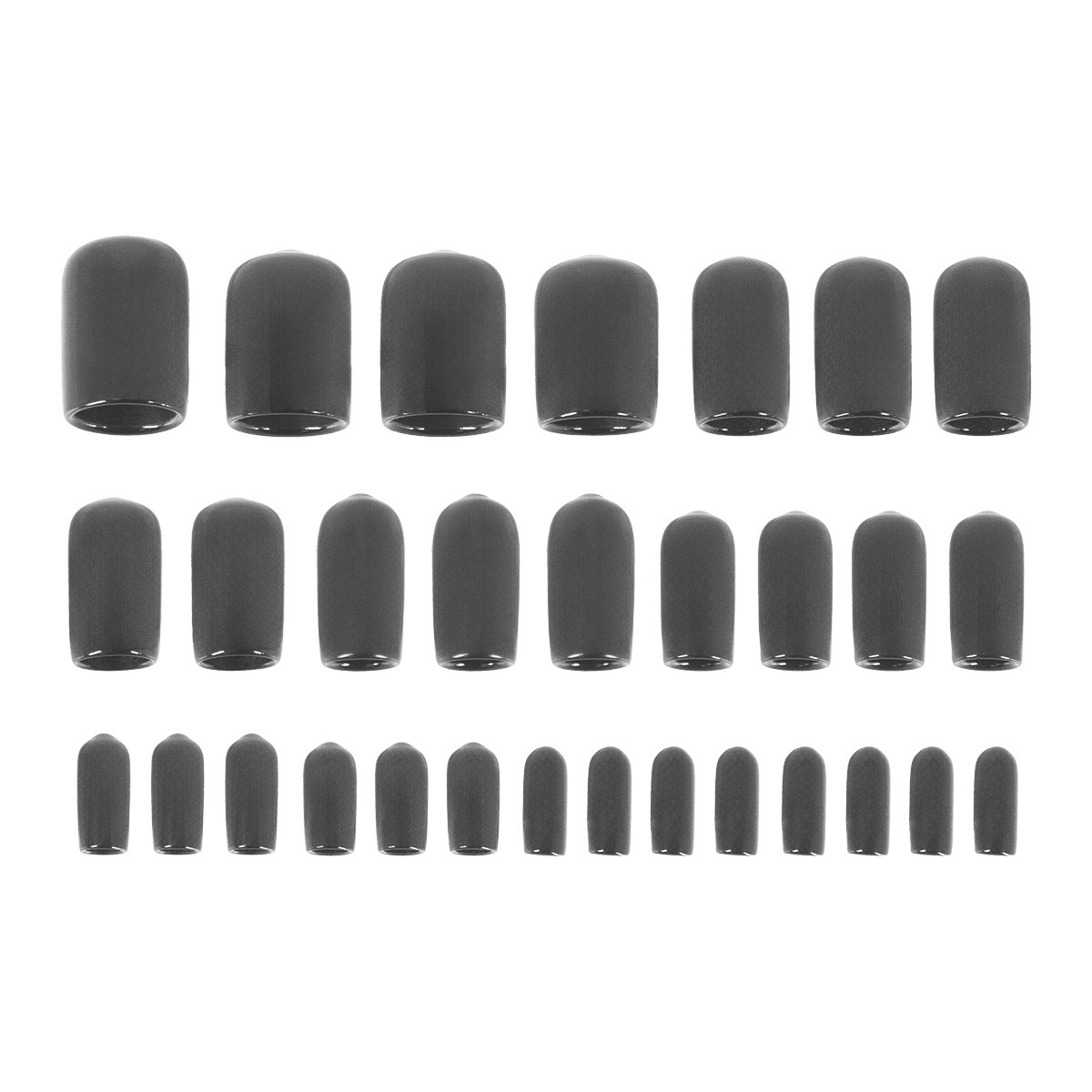 1/8" thru 1/2" Assorted Black Vinyl Vaccum Caps (30-Pack)