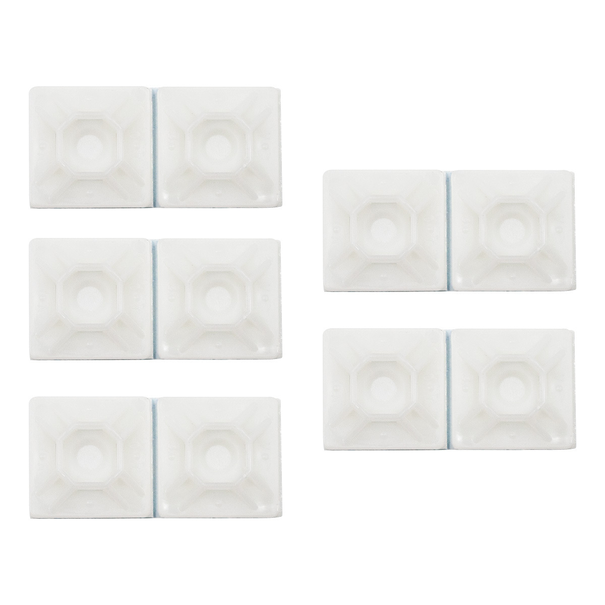 1" Natural Nylon Adhesive Wire Tie Mount 50 Lbs Ties (10-Pack)