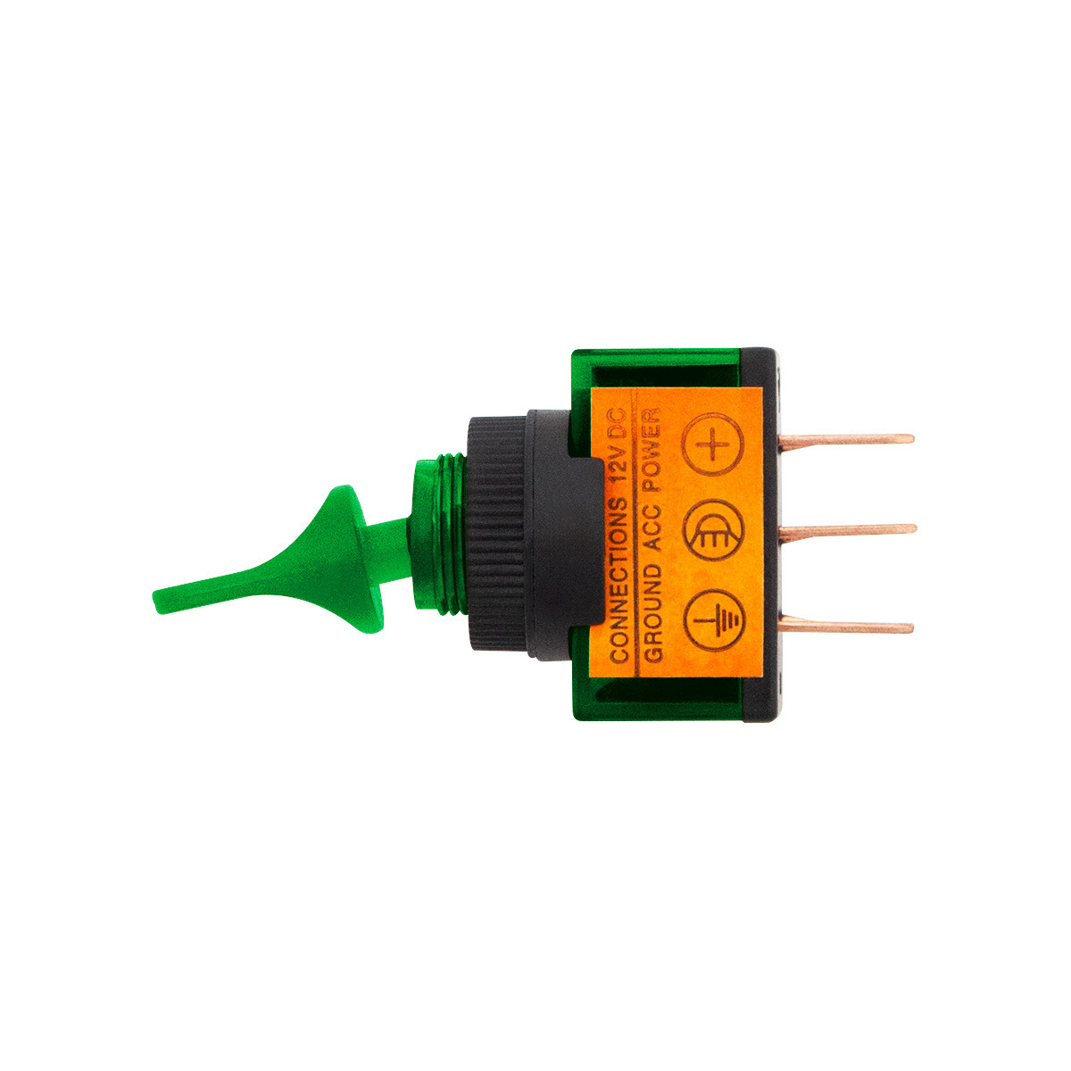 Green Illum Duckbill 20 Amp 12V S.P.S.T. On/Off 1 Pc.