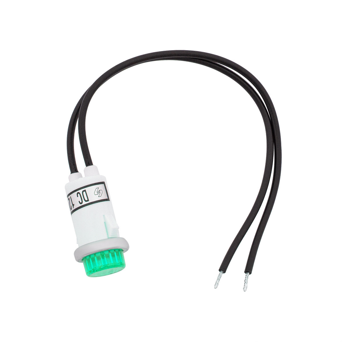 16 Amp 12V Green Warning Light w/ 1/2" Panel Mount and Leads, 1 Pc.