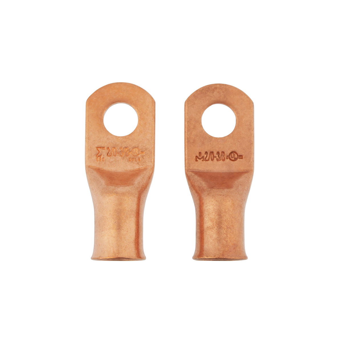2/0 3/8" HD Seamless Tubular Copper Lug-Flared End 2 Pcs