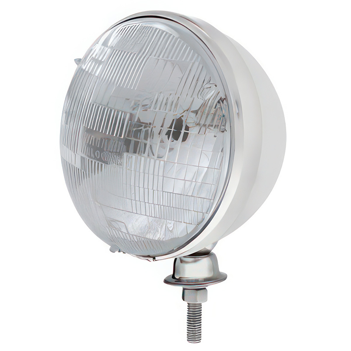 7" Stainless Dietz Style Headlight With 12 Volt 6014 Sealed Beam Bulb (Pair)