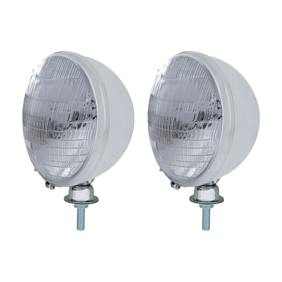 7" Chrome Kingbee Style 12V Headlight With 6014 Seal Beam Bulbs (Pair) (Bulk)