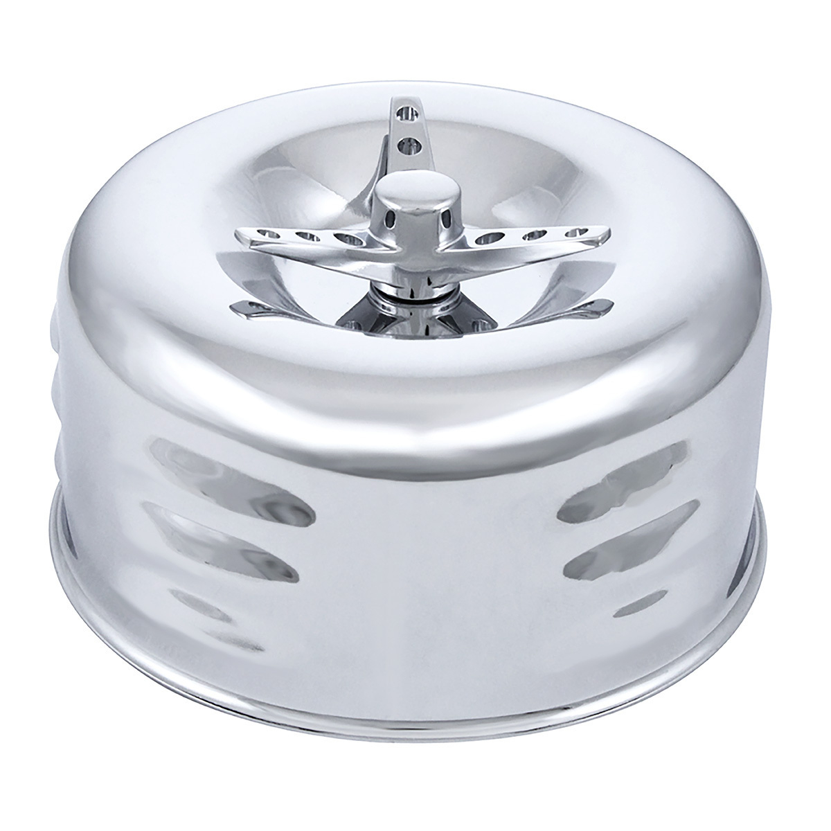 4" Round Louvered Air Cleaner With 3-Wing Screw For Carburetors With 2-5/16" Neck-Chrome