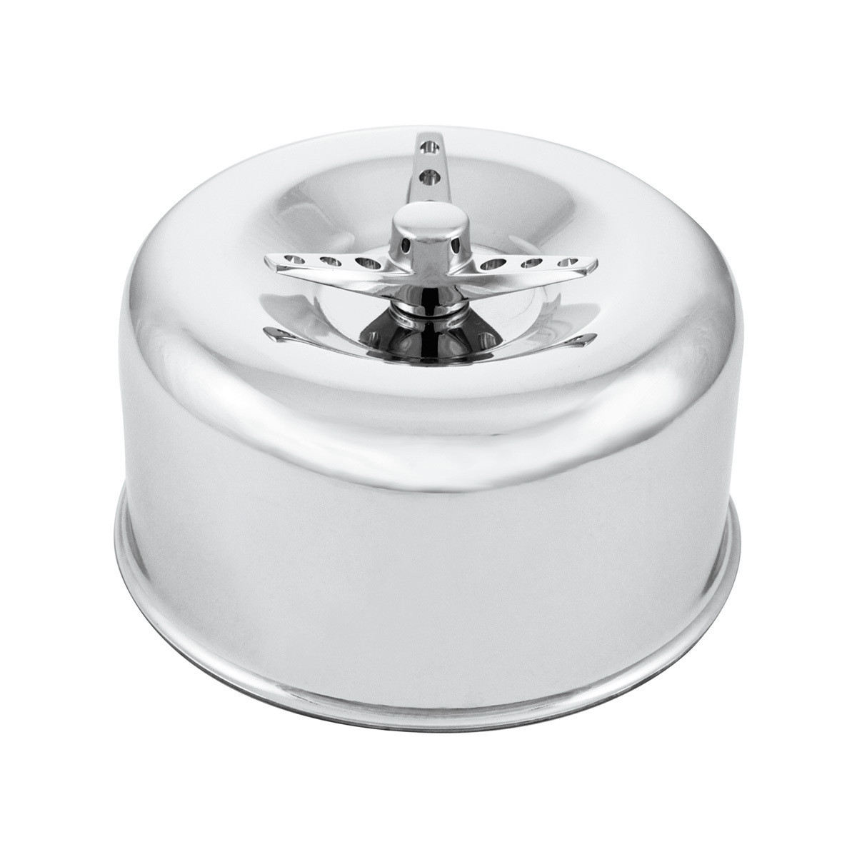 2-5/16" Single Barrel Chrome Short Neck Smooth Air Cleaner With 3-Wing Screw