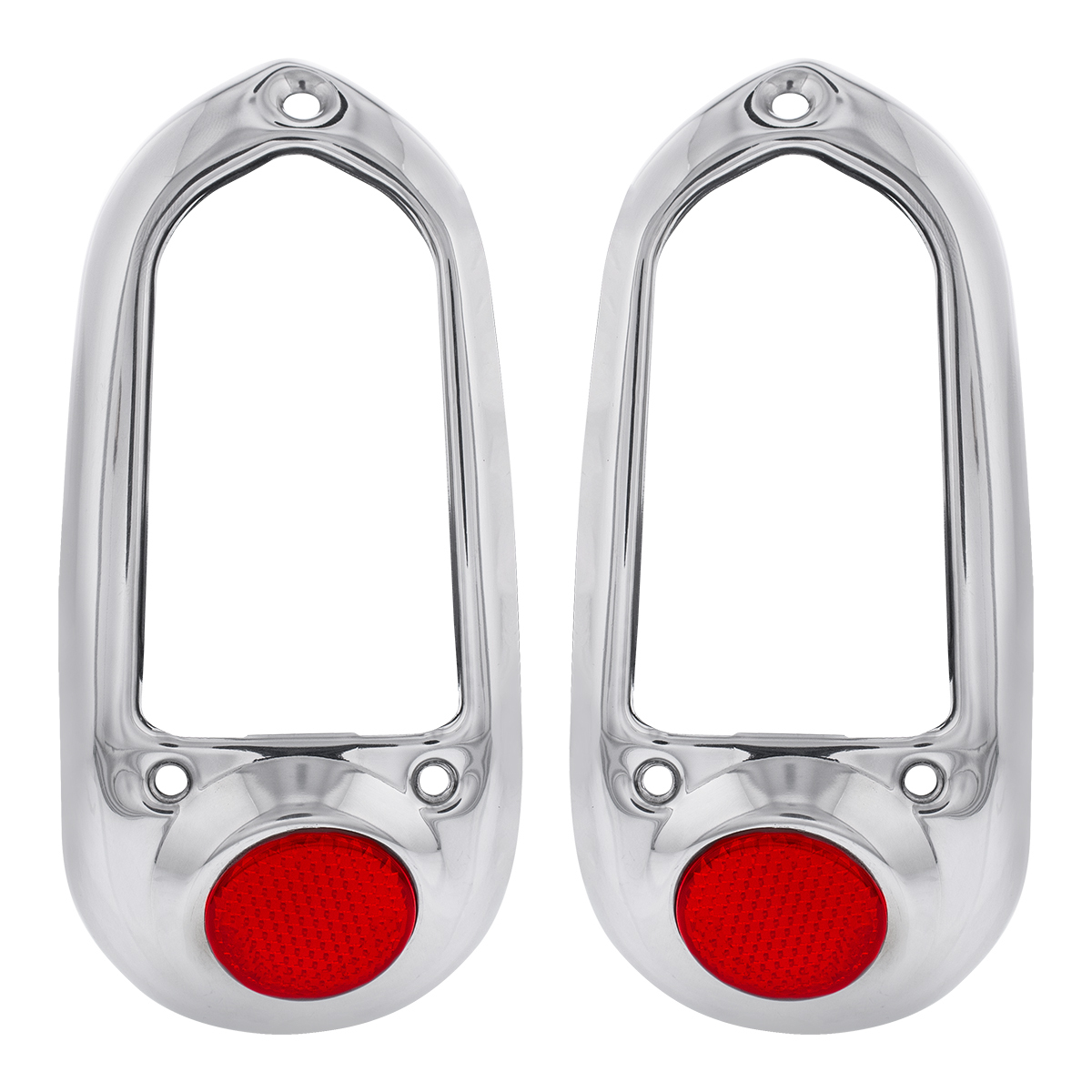 Stainless Steel Tail Light Bezel With Red Reflector For 1949-50 Chevy Passenger Car