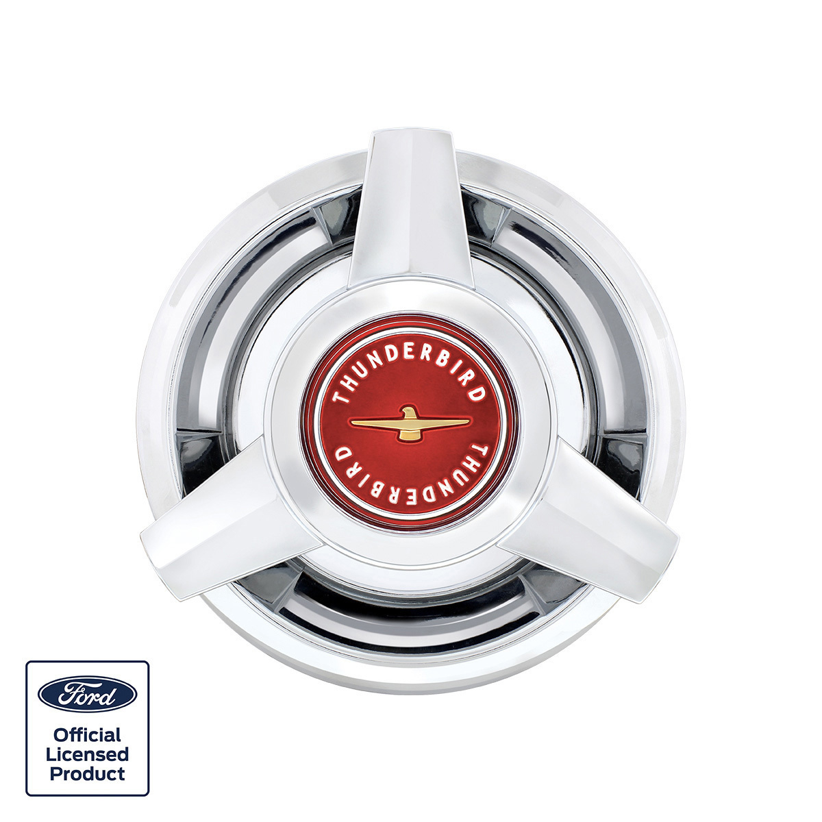 Chrome Hubcap For 1962-63 Ford Thunderbird Wire Wheels - Red Center