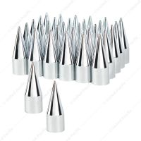 Chrome Spike Hubcap Nut Cover For 1999-2018 Chevy & GMC 2500 & 3500 - Push-on (Color Box of 32)
