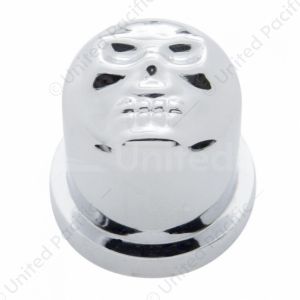 1-1/8" X 1-7/8" Chrome Plastic Skull Nut Cover, Push-On Style (Bulk)