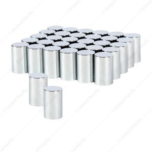 Chrome Cylinder Hubcap Nut Cover For 1999-2018 Chevy & GMC 2500/3500-Push-on (Color Box of 32)
